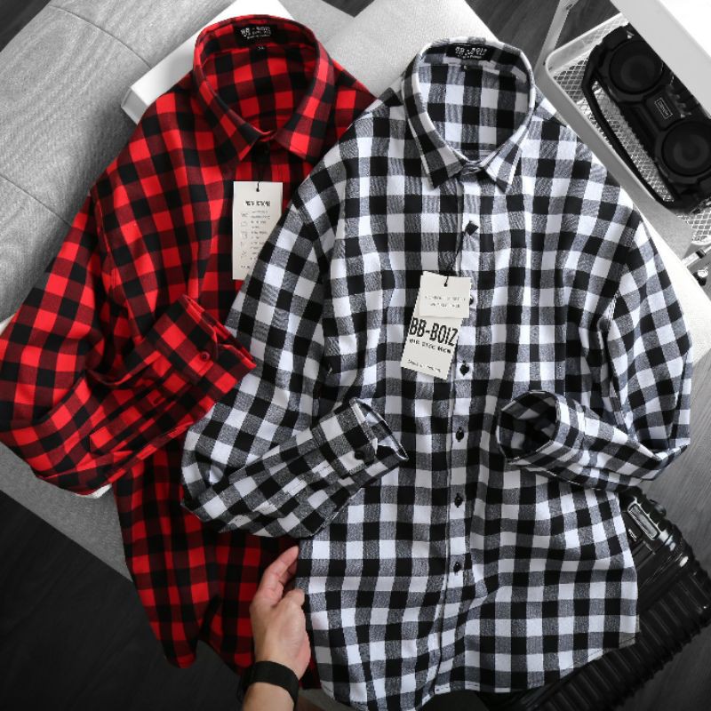 Áo sơ mi nam tay dài sọc caro bigsize