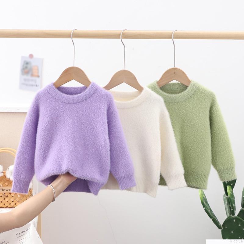 Áo len dài tay màu trơn thời trang Hàn Quốc dành cho bé