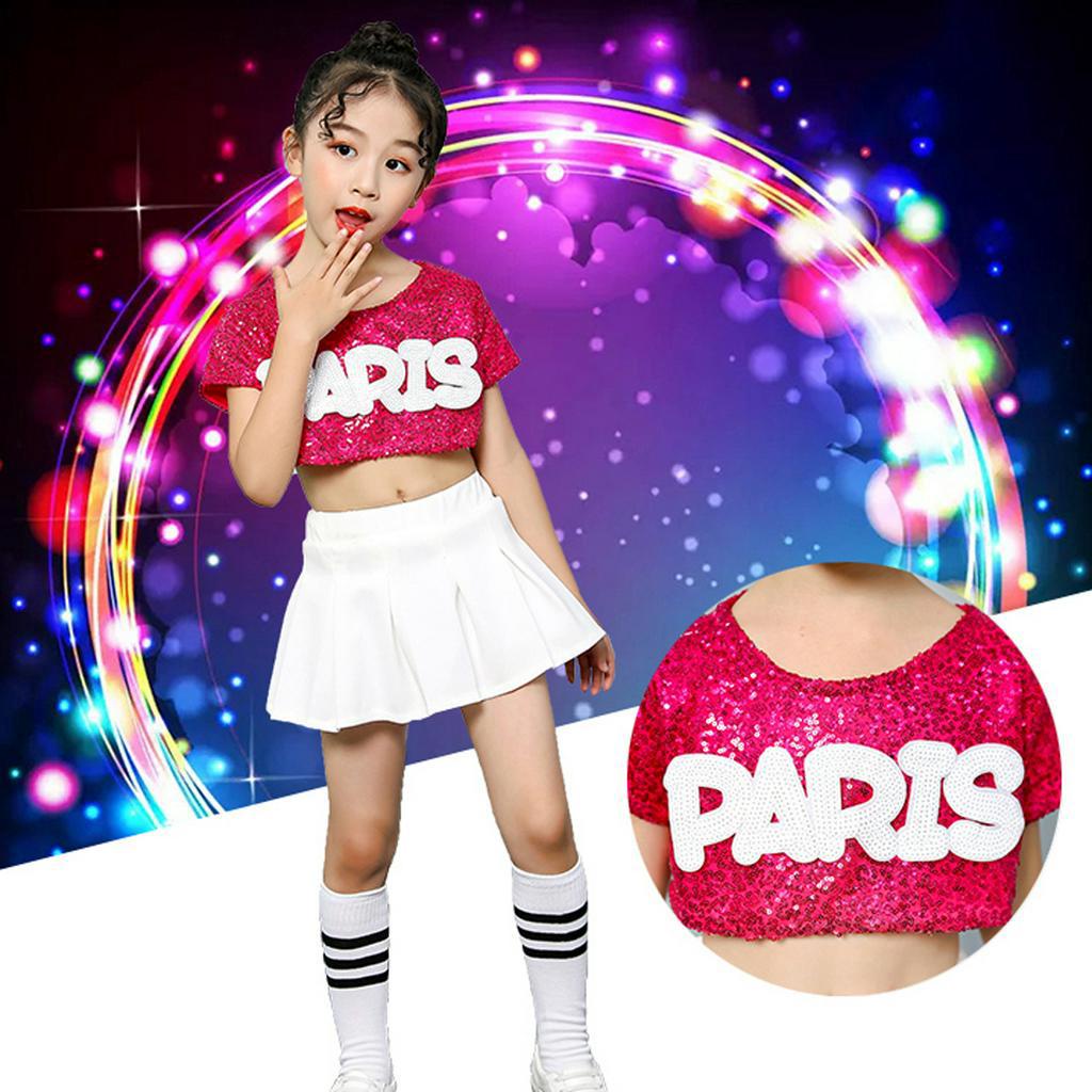 Bộ Trang Phục Múa Cổ Vũ Đính Kim Sa Xinh Xắn Cho Bé Gái