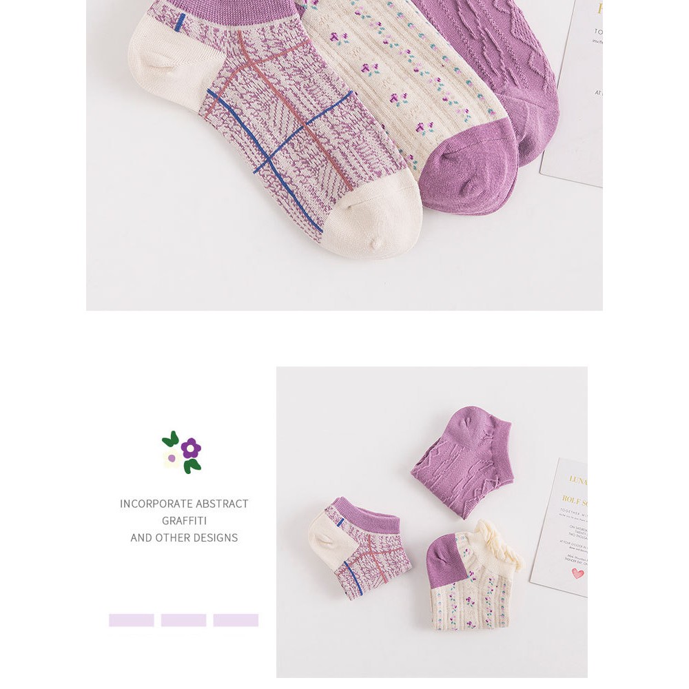 Tất cổ thấp nữ Dễ thương Cổ thuyền Nhật Bản Vớ nữ Cổ ngắn Cute Cotton Mùa Hè