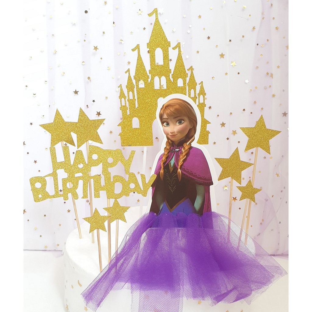 Phụ kiện trang trí bánh kem hình nữ hoàng băng giá lấp lánh độc đáo