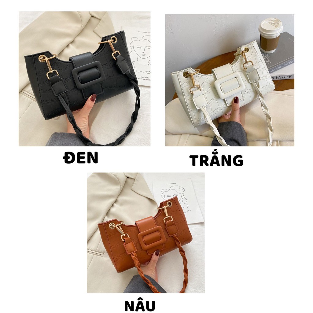 Túi Xách Nữ ❤️FREESHIP❤️ Túi Xách dáng dài kẹp nách dây đan chéo phối móc cài điệu đà xinh xắn mã 2097 | BigBuy360 - bigbuy360.vn