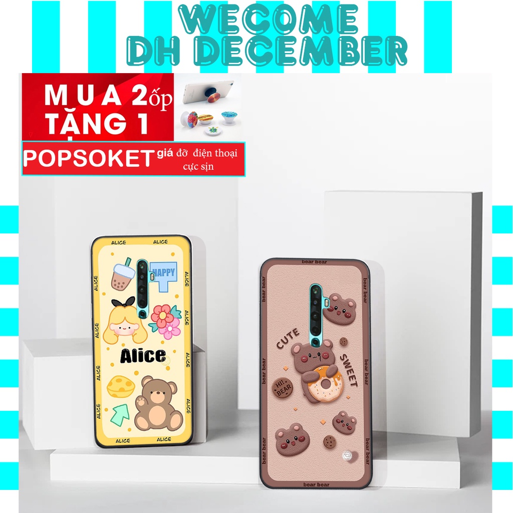 Ốp lưng Oppo RENO 2 / 2Z / 2F  in hình 3D gấu mới nhất - sang - chảnh - ĐẸP- BỀN