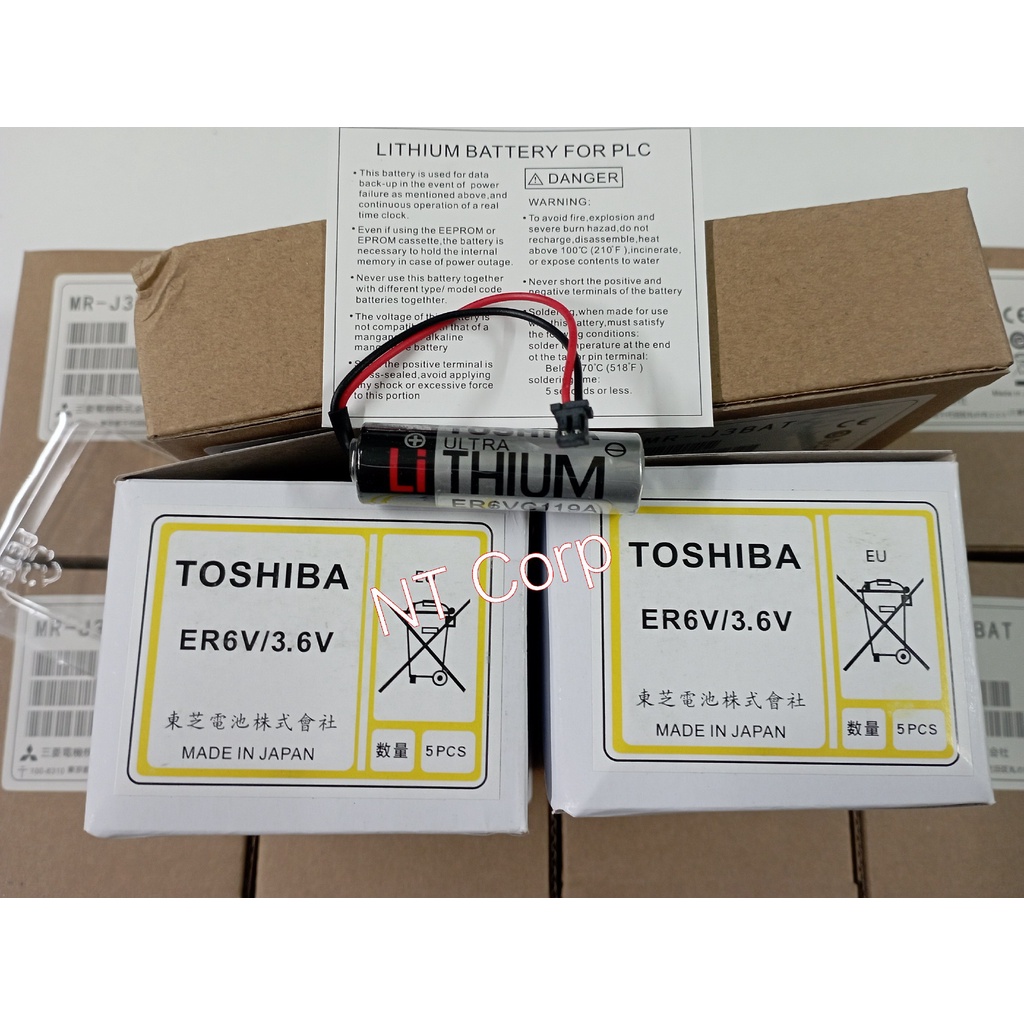 Pin nguồn cho Servo J3 Mitsubishi MR-J3BAT ER6V/3,6V, Lõi pin chính hãng Toshiba Nhật Bản