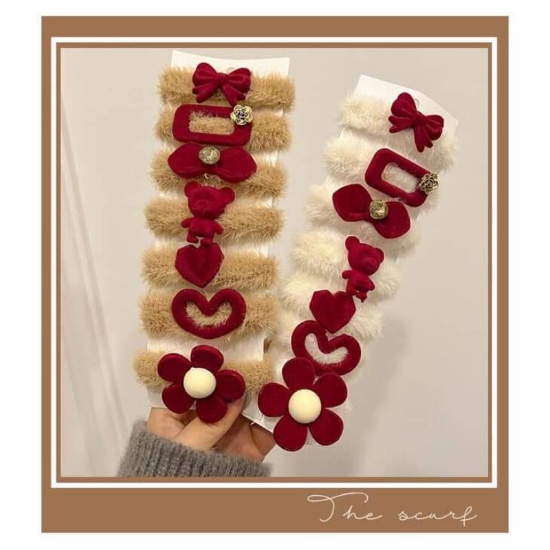 Dây buộc tóc cute cho mẹ v bé - dây buộc tóc lông gắn hình đó may mắn - đẹp - sang trọng