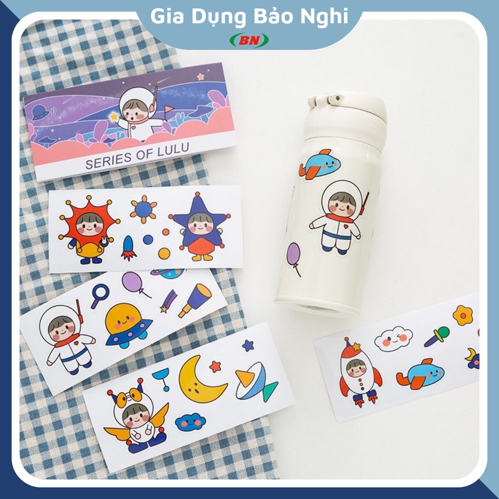 Bộ 4 Tấm Sticker Cute Phong Cách Nhật Bản Hình Vẽ Sắc Nét Siêu Dính Siêu Bền