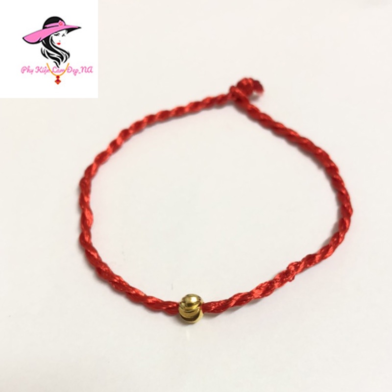Vòng Tay Chỉ Đỏ May Mắn, Vòng Tay Handmade Mix Bi Mạ Vàng
