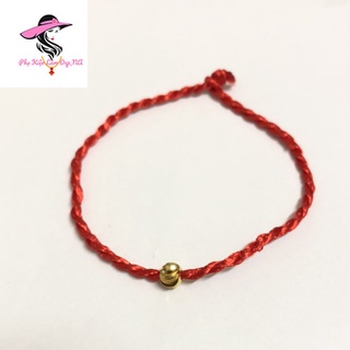 Vòng tay chỉ đỏ may mắn, vòng tay handmade mix bi mạ vàng