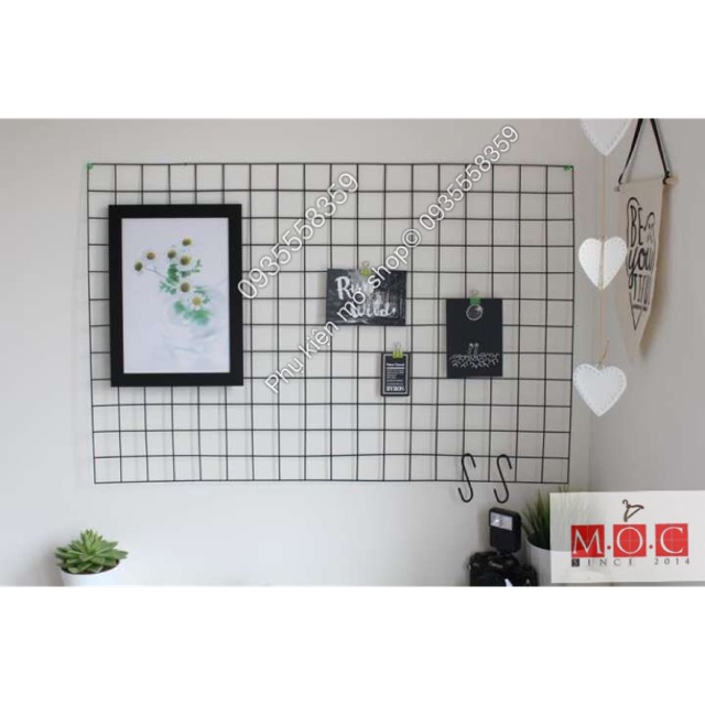 (có clip thật )Khung Lưới decor trang trí , khung lưới treo phụ kiện 1m x50cm( Grap/now)