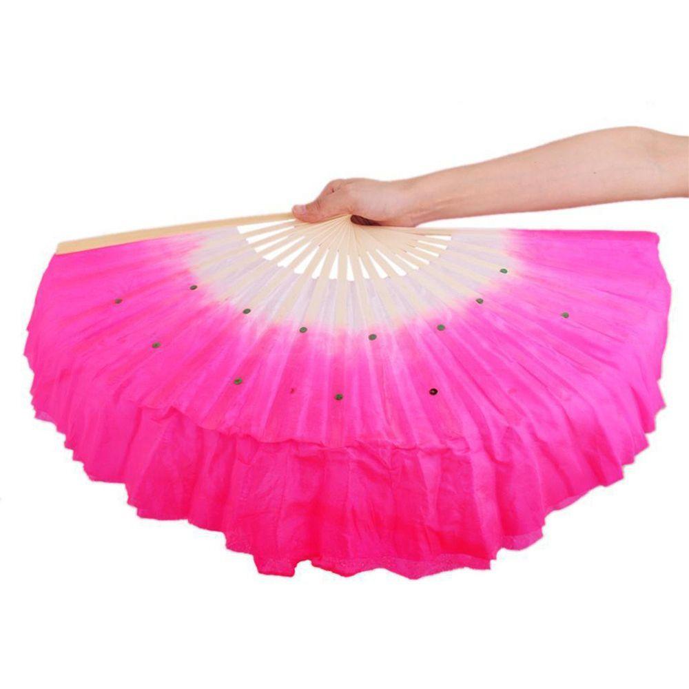 LILYES Quạt Lụa Cầm Tay Che Nửa Vòng Tròn Bằng Tre Nghệ Thuật Dân Tộc Trung Hoa Thời Trang