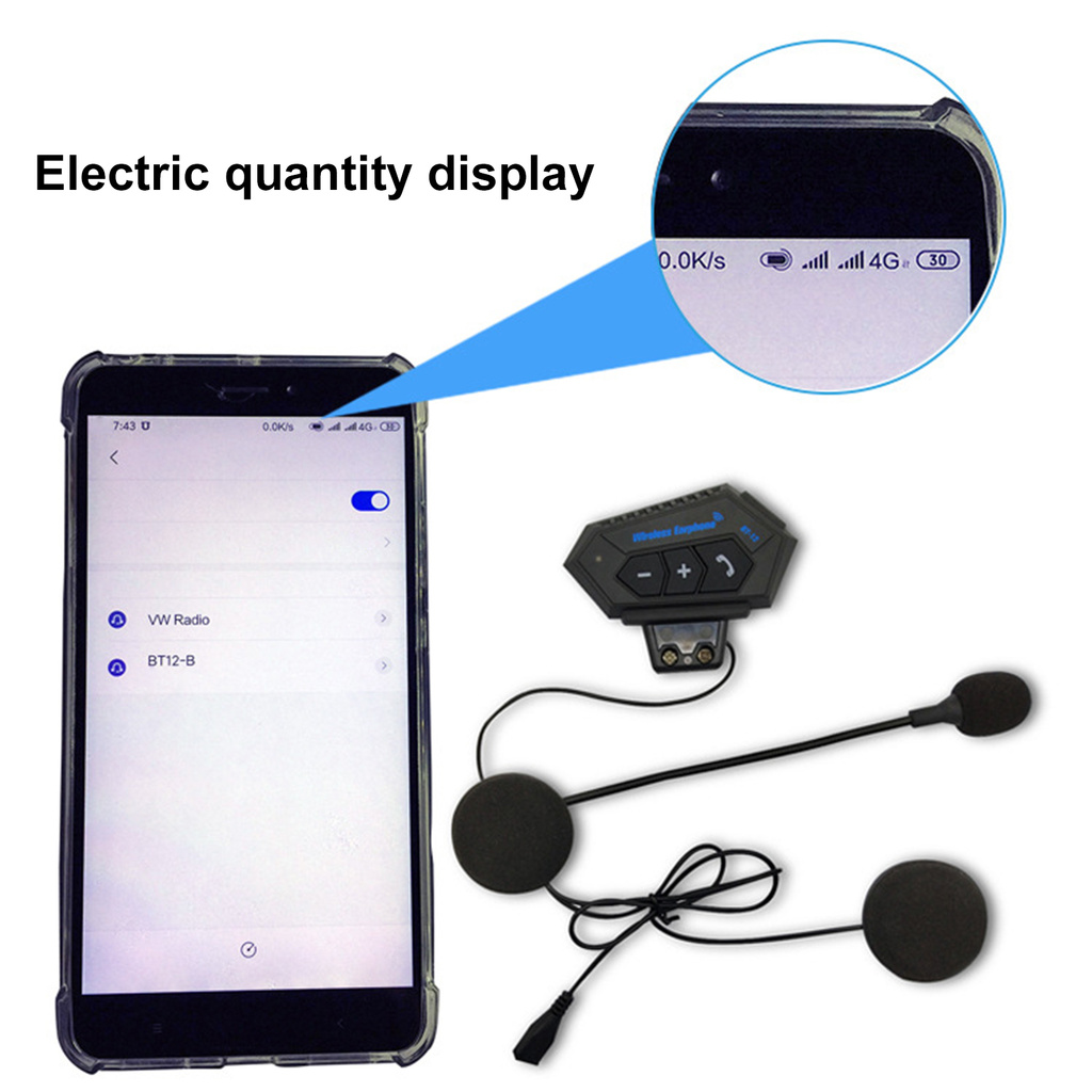 Bộ Tai Nghe Bluetooth 4.2 Mini Bt12 Chống Ồn Chuyên Dụng Cho Xe Đạp