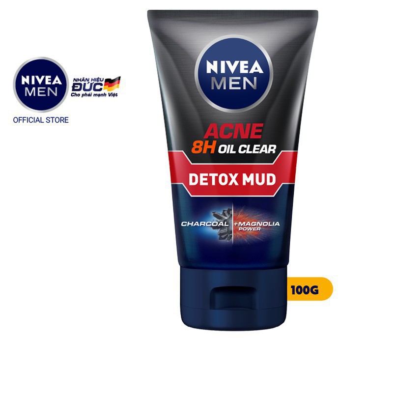 [QUÀ TẶNG] Sữa rửa mặt Nivea Men Detox Mud bùn khoáng giúp sáng da và mờ thâm mụn tuýp 100g