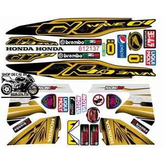 Tem Rời WAVE ALPHA 100cc - 50cc VÀNG ĐỒNG ĐEN Chữ X MS 612137 - Tem Chế 3 Lớp Cao Cấp