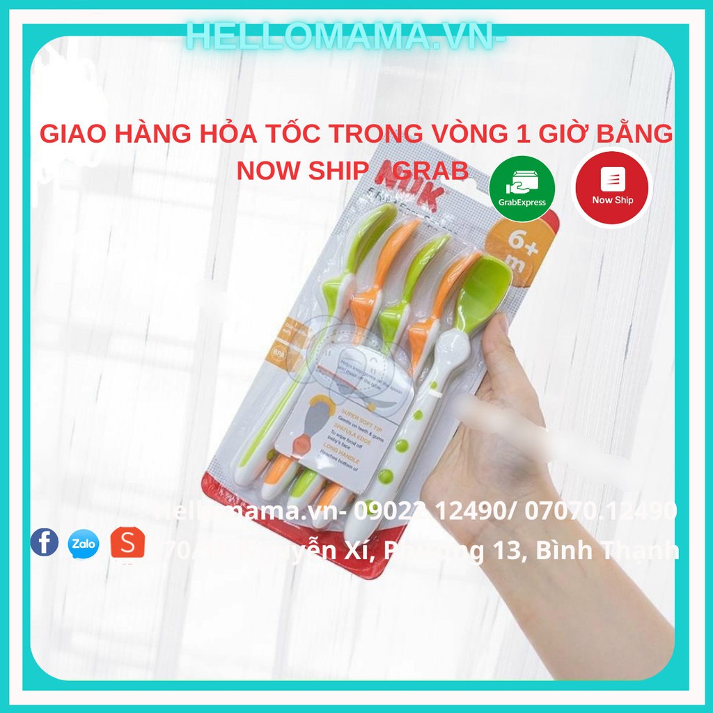 Muỗng/thìa  ăn dặm silicone NUK cho bé - chất silicone cao cấp, không chứa và sinh ra BPA trong quá trình sử dụng