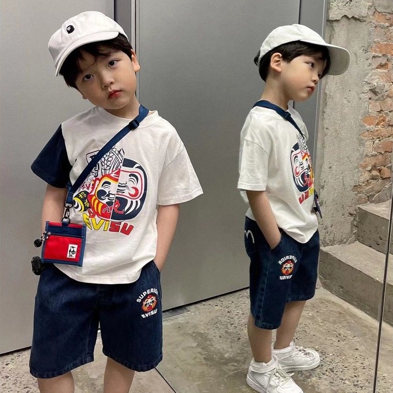 Set Đồ Mùa Hè 2 Món Gồm Áo Tay Cộc In Họa Tiết Hoạt Hình + Quần Ngắn Cho Bé Trai