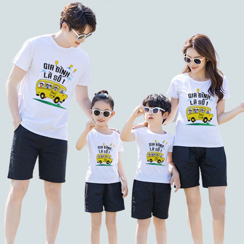 Áo thun gia đình là số 1 Đồng phục gia đình 3/4/5 người giá rẻ thun cotton 4 chiều GD0022T Bin Action