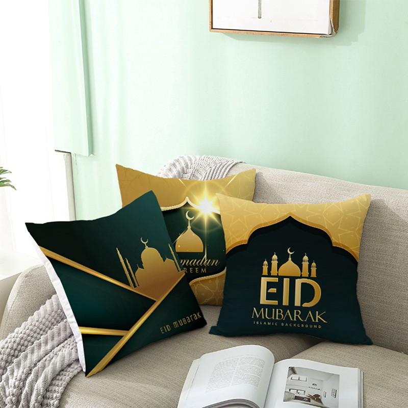 Vỏ gối trang trí phòng hình chữ Eid Mubarak 45*45cm phong cách giáng sinh đẹp mắt