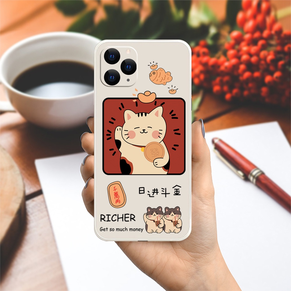 Ốp lưng Vina Case Samsung A10/A10S/A51/A32/A12/....Silicone TPU dẻo viền vuông bảo vệ camera hình Mèo tài lộc