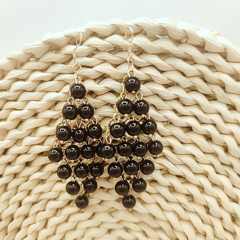 Bông Tai Chuỗi Hạt Tua Rua Dáng Dài Nhiều Màu Sắc Phong Cách Bohemian Thời Trang Cho Nữ