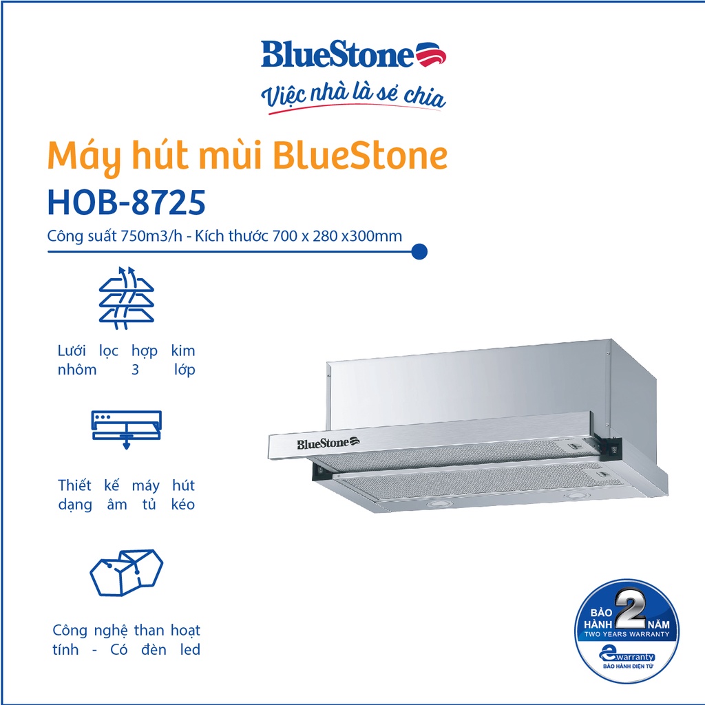 [Mã ELRE2TR giảm 8% đơn 500K] - Máy hút mùi Bluestone HOB-8725