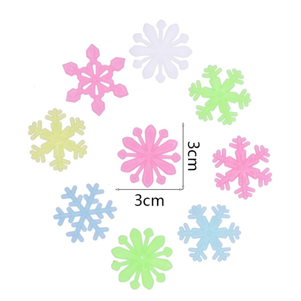 50pcs Luminous Snowflakes Wall Sticker Winter Frozen Party DIY Ornaments Christmas Decorations for Home Navidad Fake Snow Decor