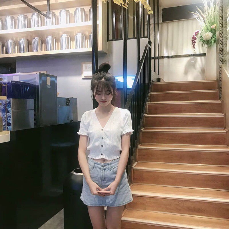 Jennie BLACKPINK Phụ nữ đan rỗng tay áo ngắn hàng đầu