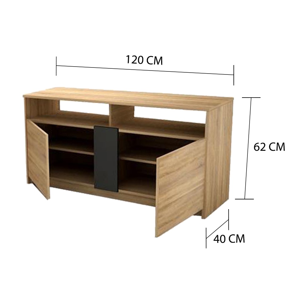 HomeBase ME LIVING Kệ để TV bằng gỗ ép Thái Lan SUPRA W120XD40XH62cm màu gỗ sồi trắng