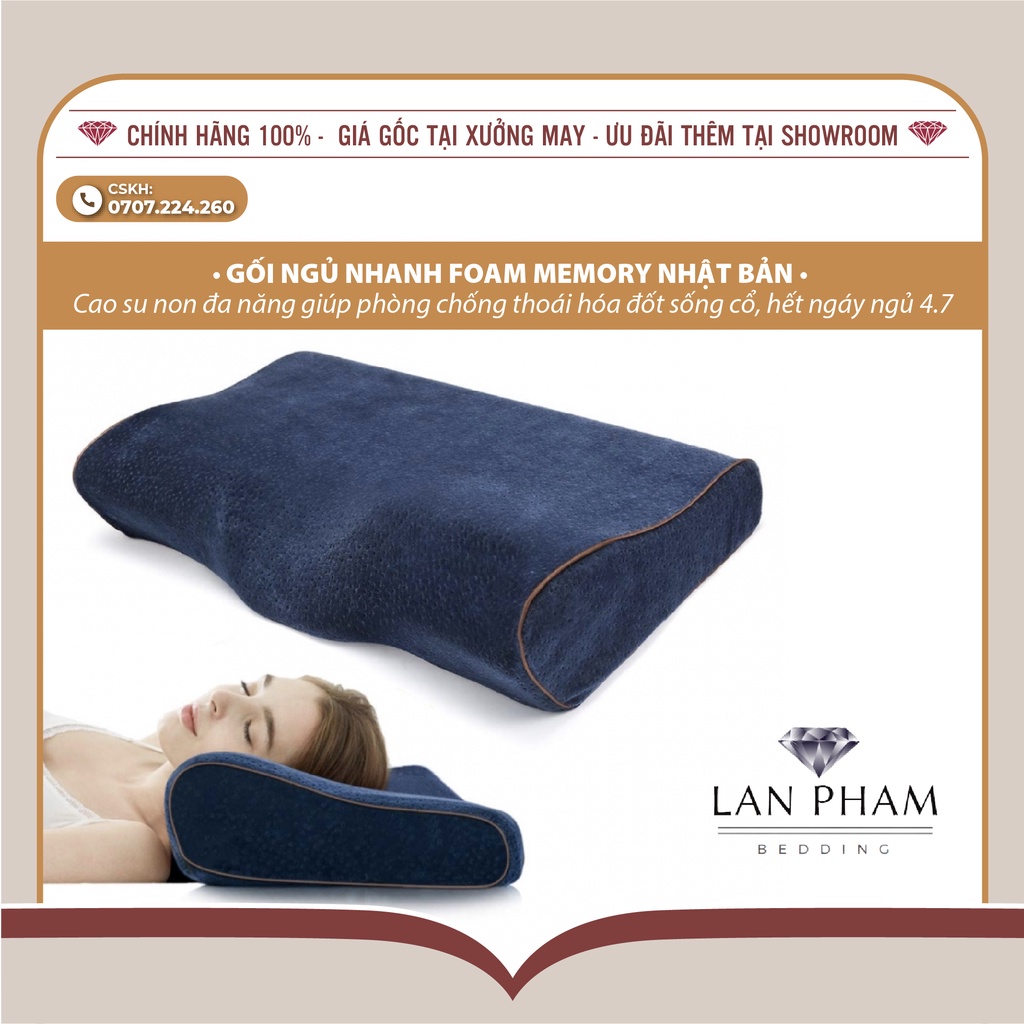Gối ngủ nhanh Foam Memory Nhật Bản cao su non đa năng giúp phòng chống thoái hóa đốt sống cổ, hết ngáy ngủ 4.7