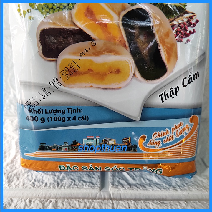 Bánh pía chay thập cẩm Tân Huê Viên 400g - Có 4 vị : Đậu Xanh - Đậu Đỏ - Mè Đen - Xoài