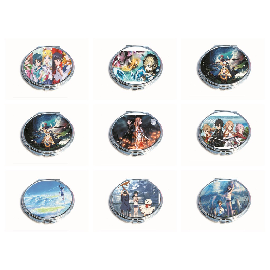 Gương cầm tay 2 mặt IN HÌNH Sword Art Online Sailor Moon Tenki no Ko anime chibi