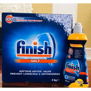 Combo Muối rửa bát Finish 4kg + Nước làm bóng Finish 400ml giá tốt