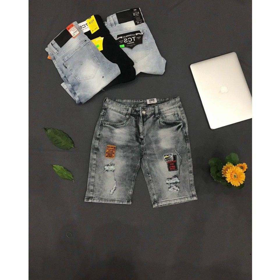 Quần short jean nam xám than rách cao cấp - chất liệu bò co giãn tốt ( Hàng chuẩn shop) Lady-Hn Store88 KV012