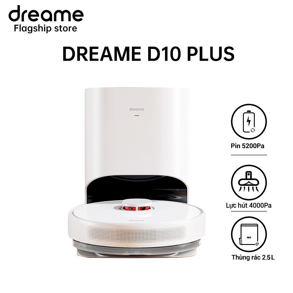 Robot Hút Bụi Lau Nhà Thông Minh Dreame D10 Plus - Pin 5200mAh - Bản Quốc Tế - BH 12 Tháng