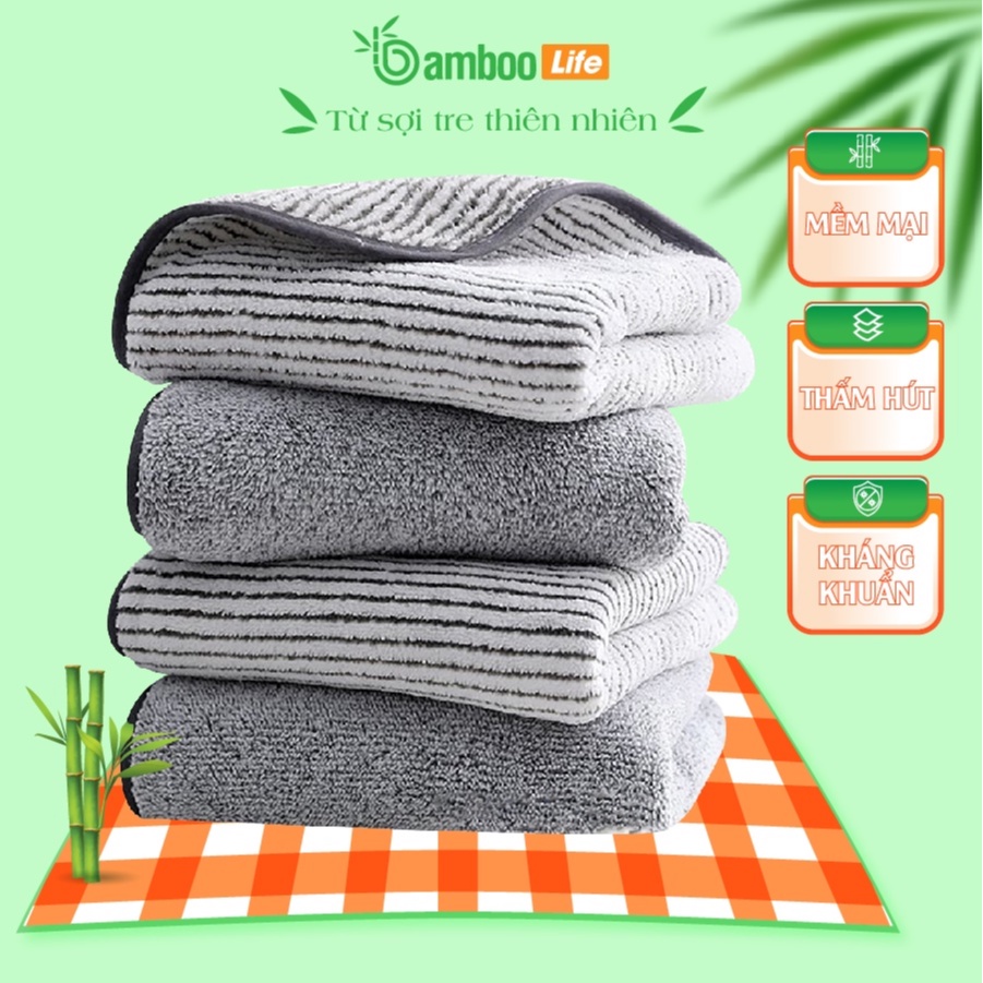 Khăn tắm sợi tre Bamboo Life BL058 cao cấp kháng khuẩn, siêu thấm hút, mềm mịn, an toàn cho da kể cả cho trẻ 70x140 cm