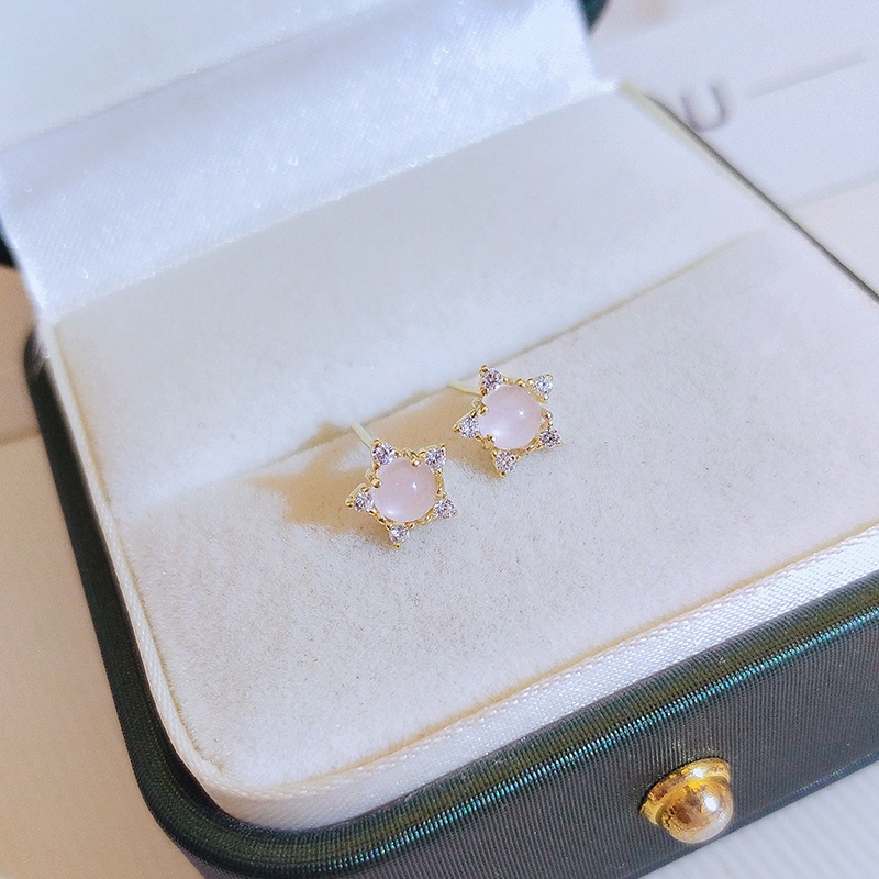 [Jiudolan] Bông Tai Bạc 925 Đính Đá Opal Nhân Tạo Hình Hoa Hướng Dương Tinh Tế Thời Trang
