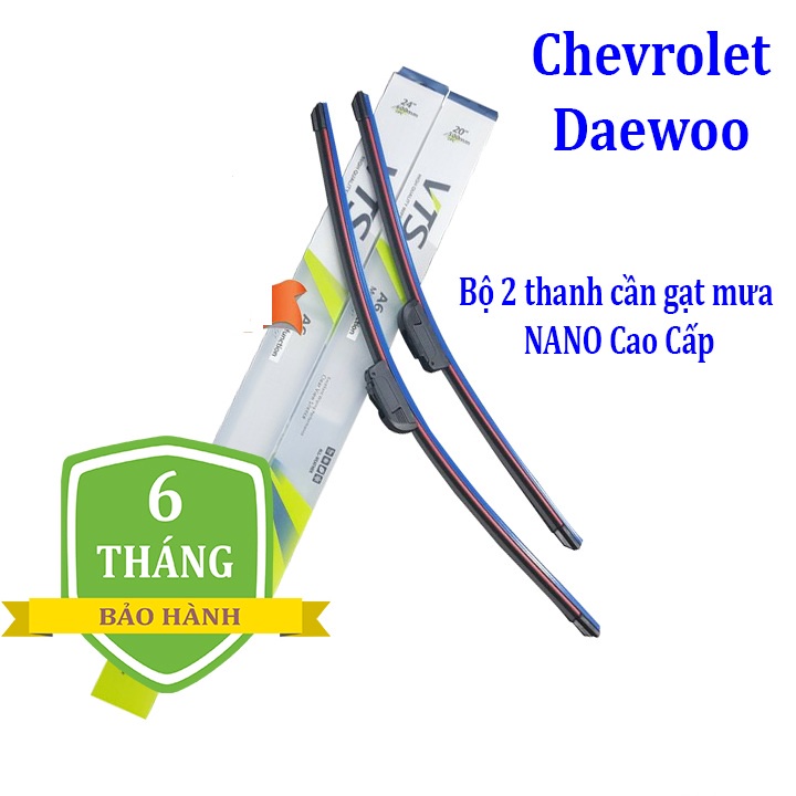 Bộ 2 thanh gạt nước mưa ô tô Nano xương mềm cao cấp dành cho các dòng xe Chevrolet, Daewoo