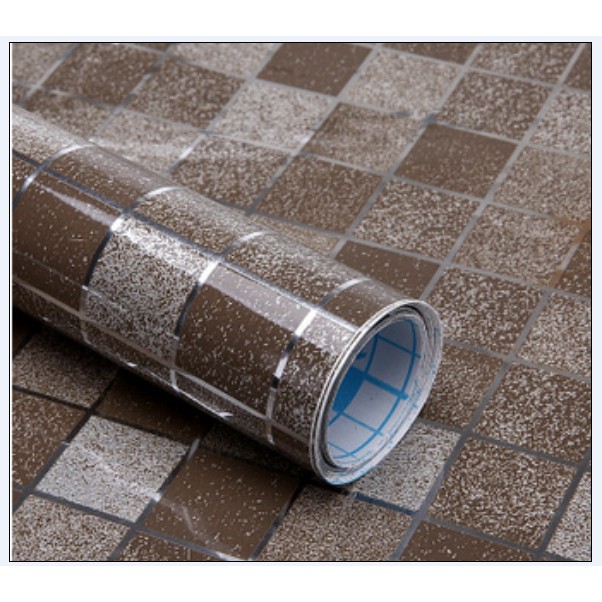 Giấy dán bếp tráng nhôm cách nhiệt (màu nâu) khổ 45cm keo sẵn