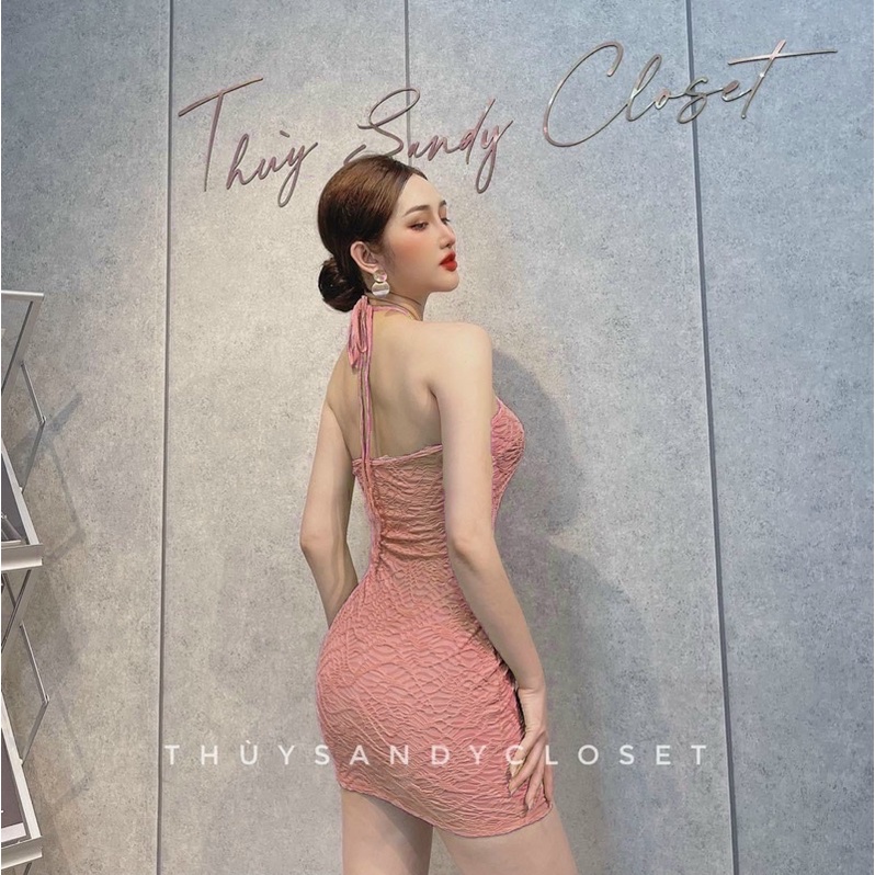 Đầm body cổ yếm vải xốp Quảng Châu dày dặn xịn sò alohashop91