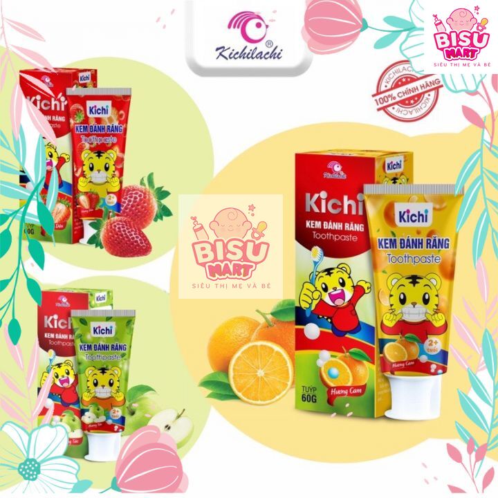 Kem đánh răng Lion -Kichilachi cho bé nuốt được,bảo vệ răng nướu an toàn 60gr