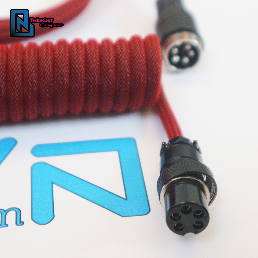 Dây Custom Cho Bàn Phím Cơ Type C Sản Phẩm Handmade Dạng Xoắn Lò Xo GX16 Đen