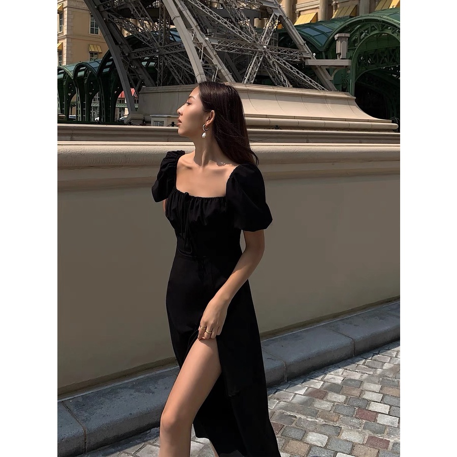 Váy Tay Bồng Chun Ngực Xẻ Tà Maxi Eclipse Clothing Mềm Mịn Quyến Rũ Đi Biển Dạo Phố