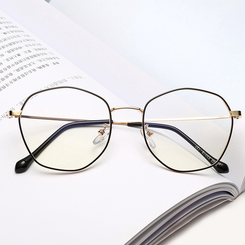 Kính mắt kim loại hình đa giác thời trang retro