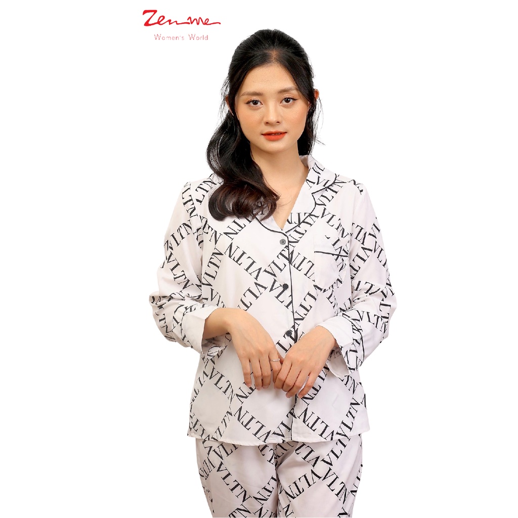 [XẢ HÀNG] Đồ Bộ Nữ Mặc Nhà Chất Lụa Giấy Cao Cấp Dáng Dài Họa Tiết Thanh Lịch PJ1221, Zen Me Women's World