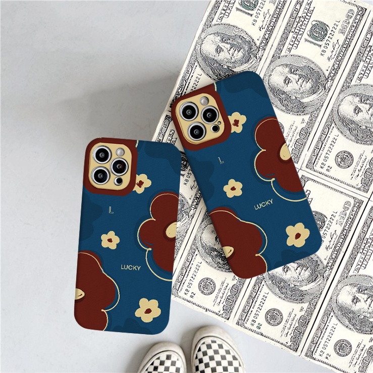 Ốp lưng iPhone XS Max vuông bảo vệ cam hoa Lucky ốp cho iphone 13 12 11 promax 6 6s 6plus 6splus 7 7plus 8 8plus
