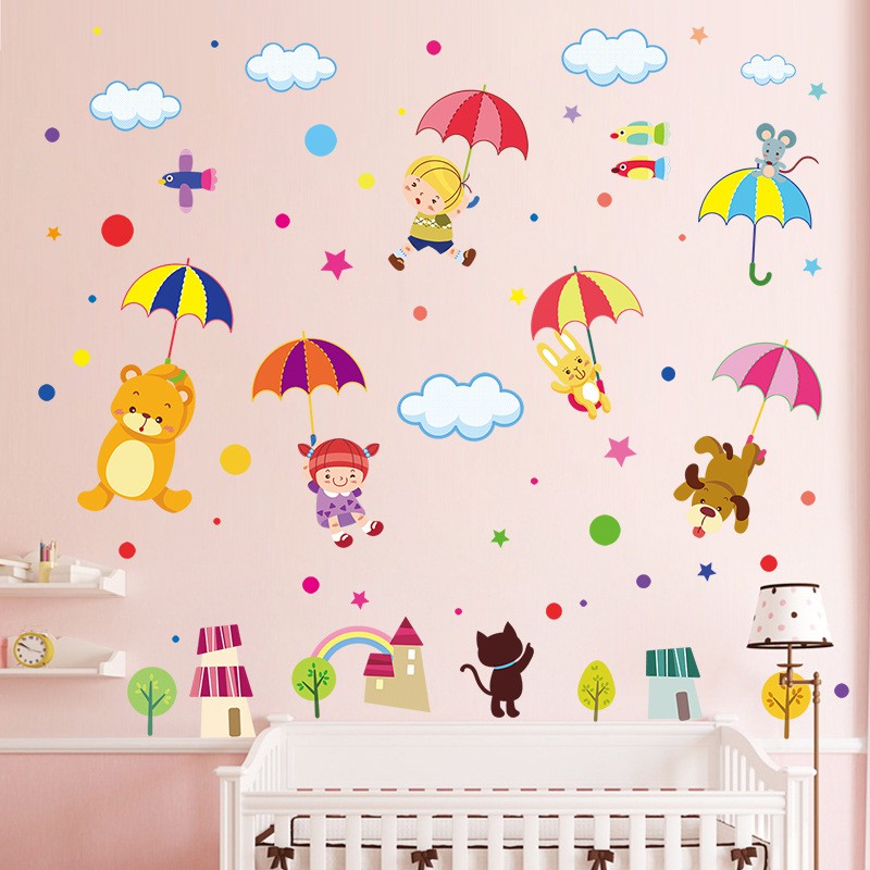 🌿🌿 Decal dán tường, tranh dán tường động vật đáng yêu cho bé, tranh trang trí decor phòng nhiều mẫu lựa chọn - Mẫu 3