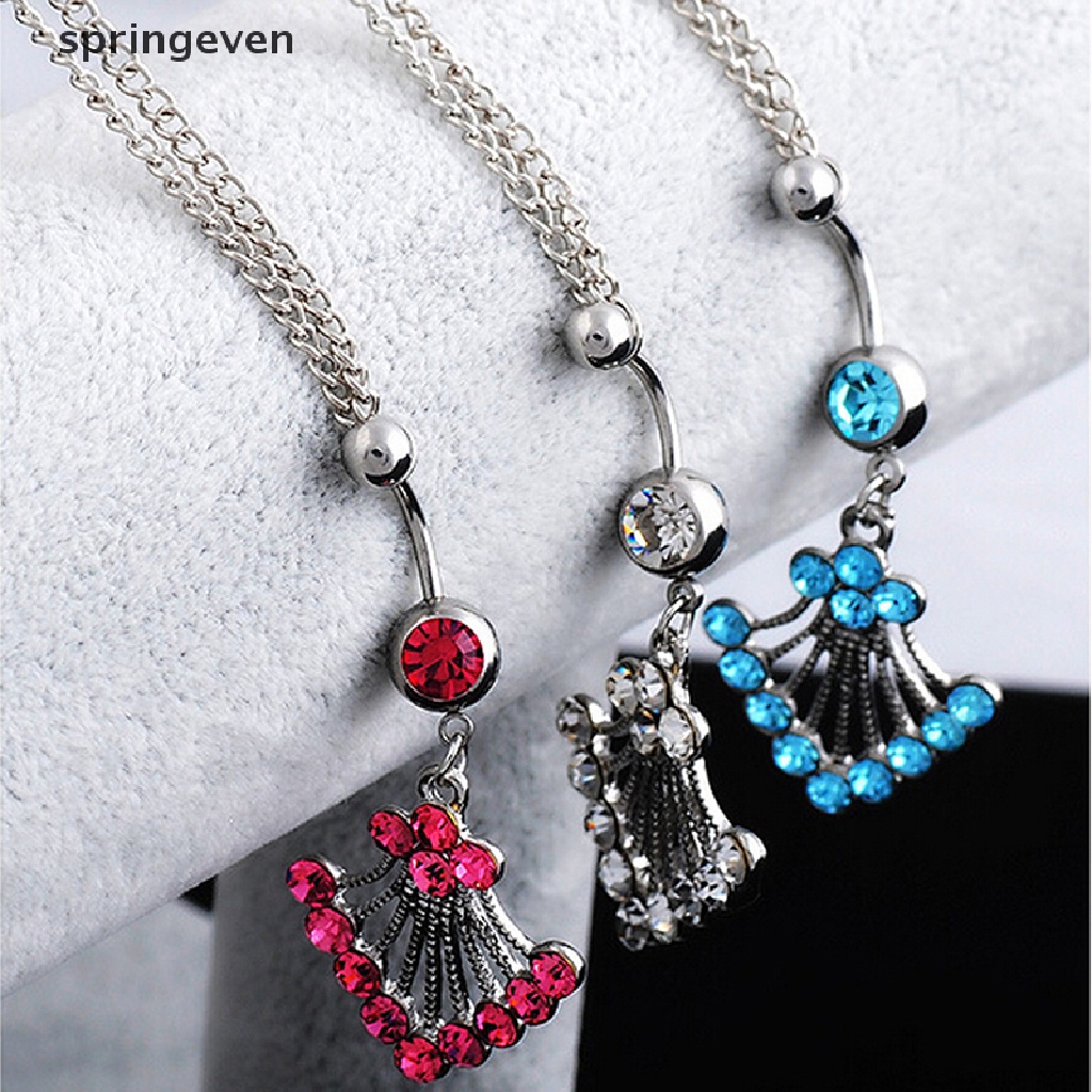 Khuyên Rốn Phối Dây Xích Đính Đá Pha Lê Thời Trang Cá Tính