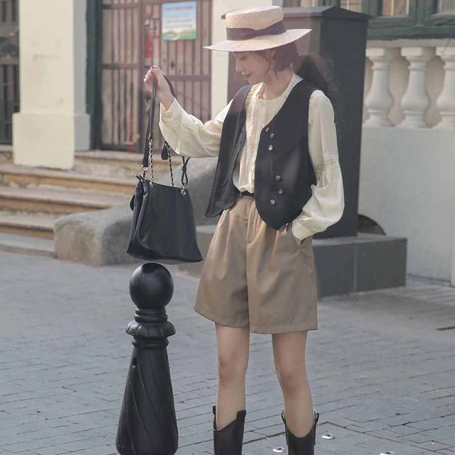 Áo khoác không tay màu đen phong cách hàn quốc cho nữ