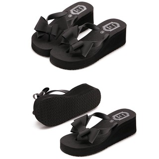 Dép xốp nữ cao 5cm đính nơ