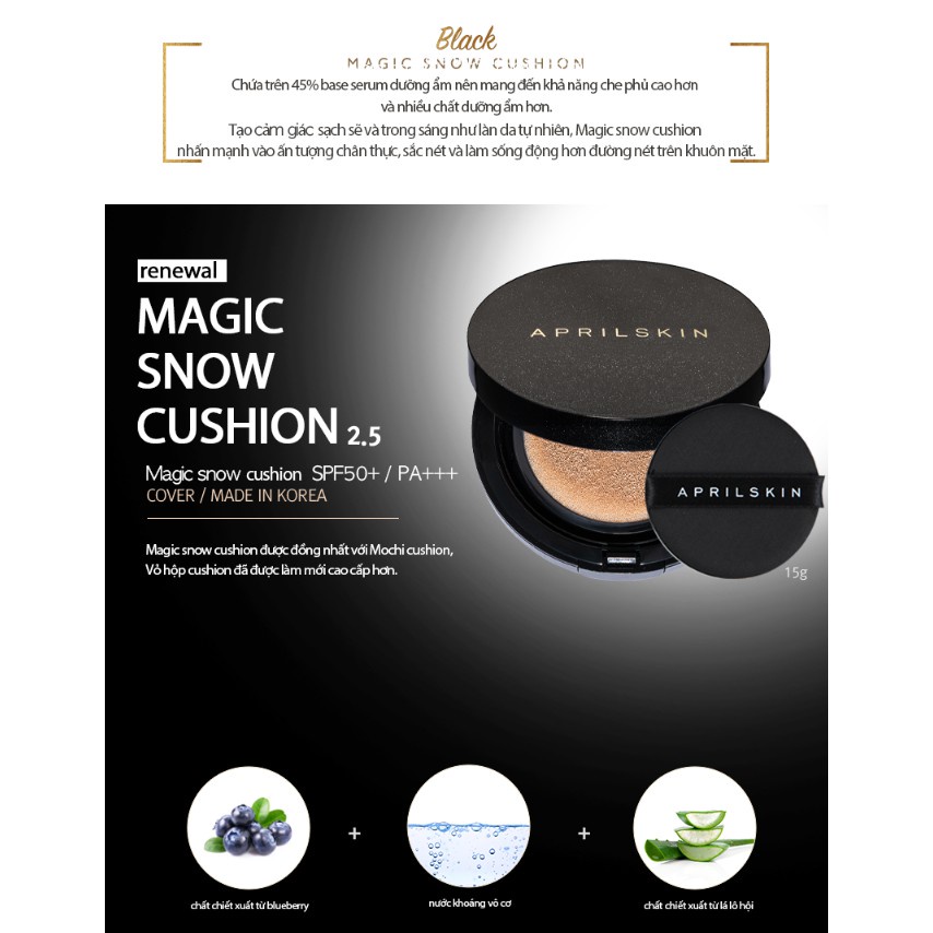 [Phiên Bản Mới 2022] Phấn Nước April Skin Black Magic Snow Cushion (15g)