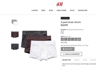 Quần boxer H&M David Beckham